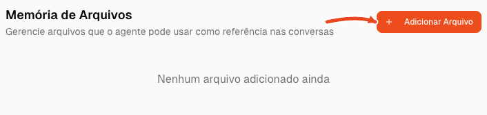 Seta vermelha destacando o botão "Adicionar arquivo" no topo da lista